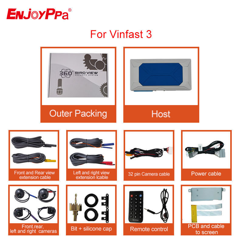 360 カーカメラシステム Vinfast 3 4 Way レコーディング DVR